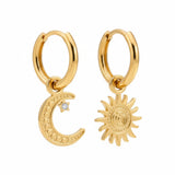 Brincos de Sol e Lua (Banhado a Ouro 18K)