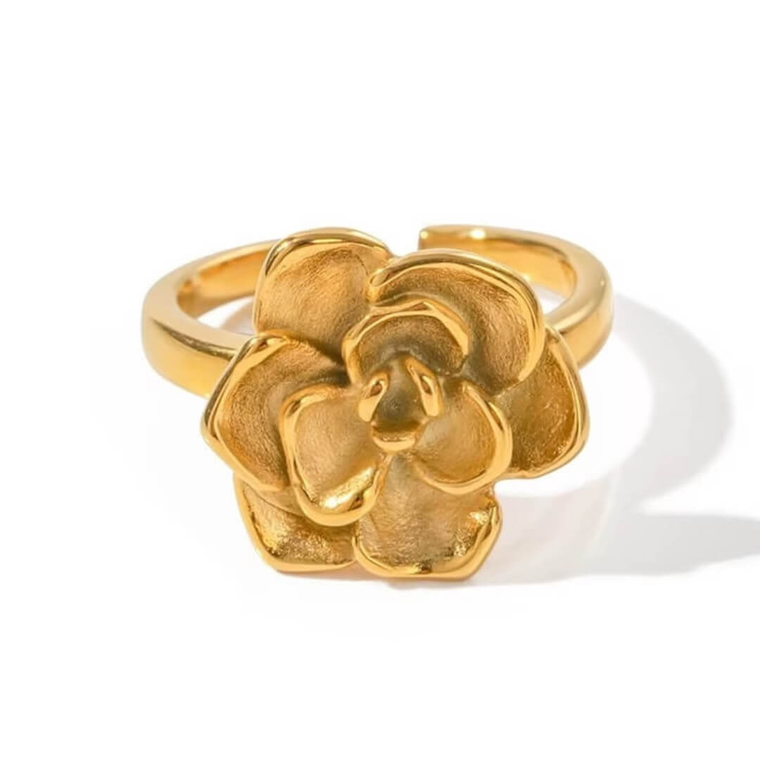 Anel Flor de Lótus Ajustável (Banhado a Ouro 18K)