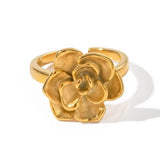 Anel Flor de Lótus Ajustável (Banhado a Ouro 18K)