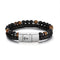 Pulseira Preto Praia Cabedal Onyx & Olho de Tigre