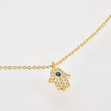 Colar Mão de Fátima Hamsá com Circónia (Banhado a Ouro 18K)