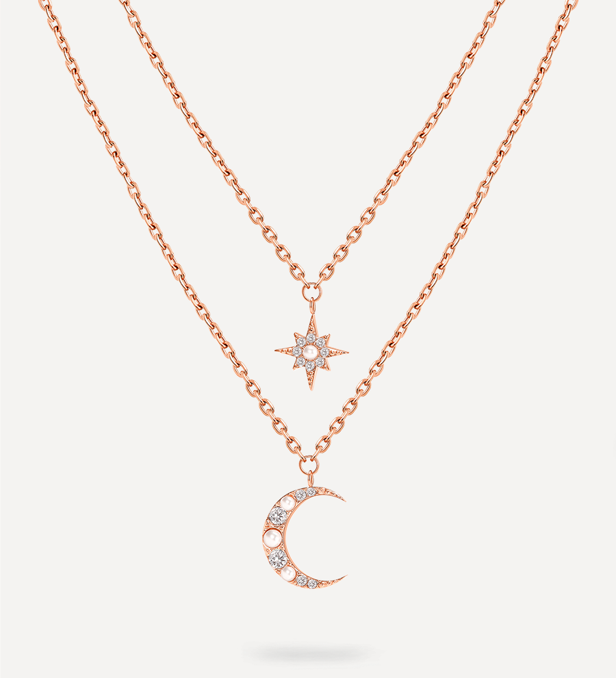 Colar Fases da Lua e Estrela de Camada Dupla