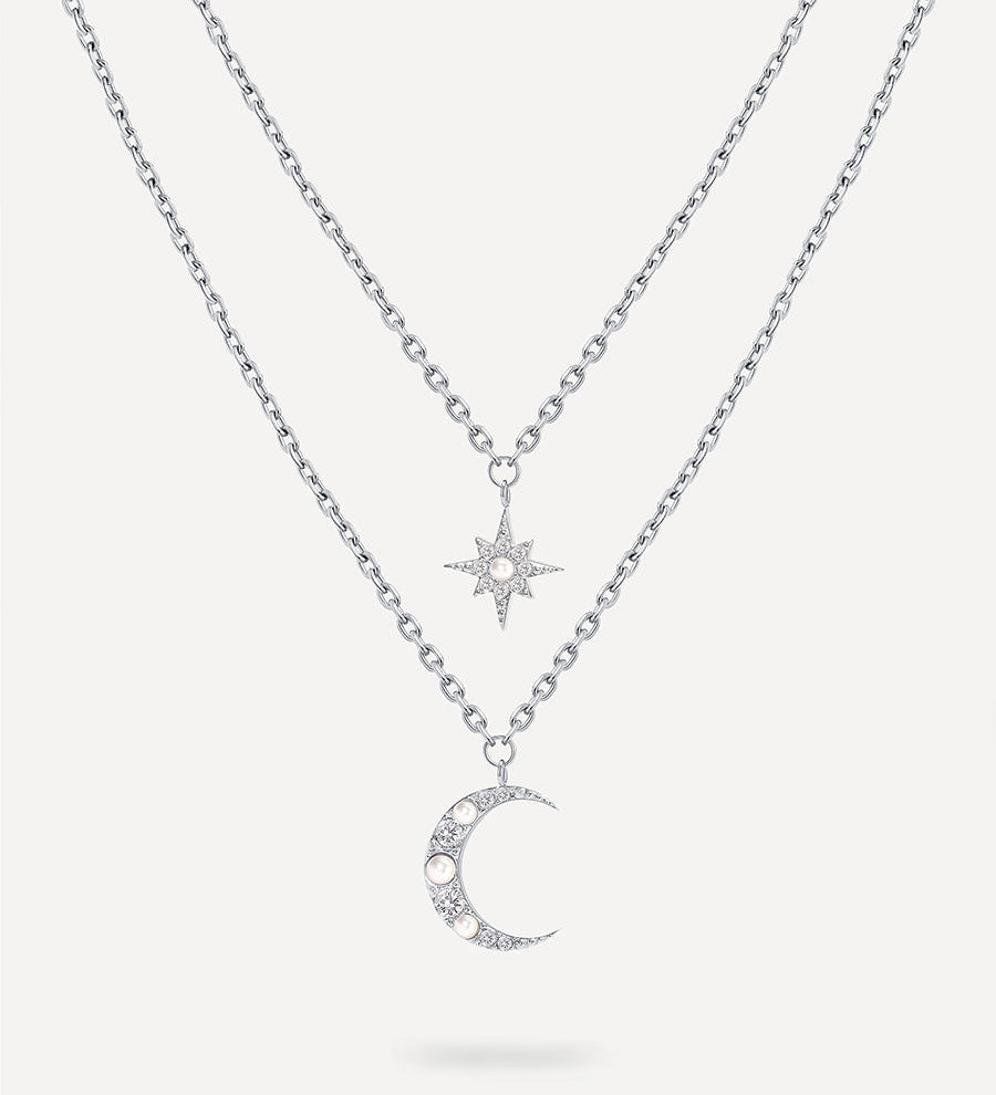 Colar Fases da Lua e Estrela de Camada Dupla