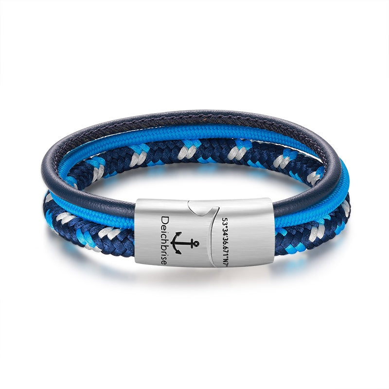 Pulseira Cabedal & Corda Náutica Tiefseetaucher